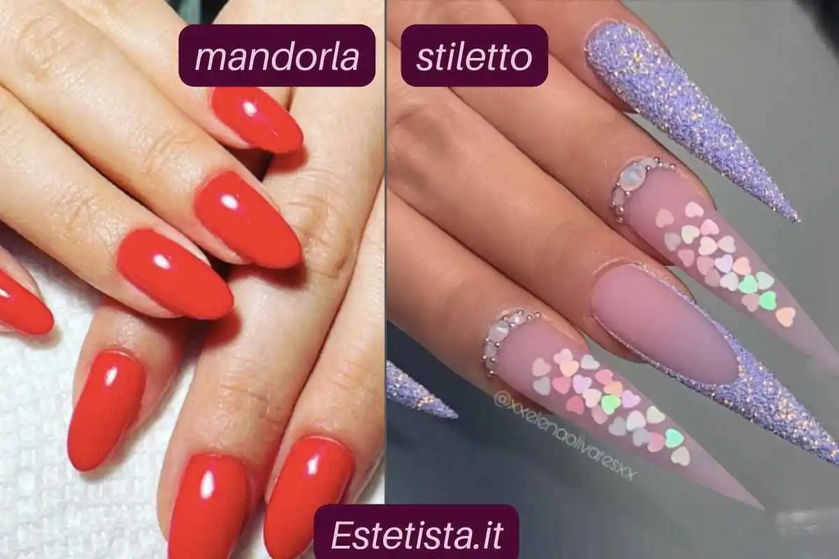 unghie stiletto e mandorla