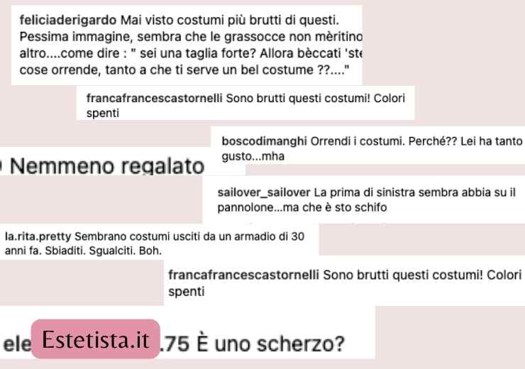 i commenti ai costumi di Belen