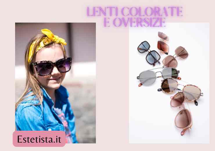 occhiali colorati e oversize