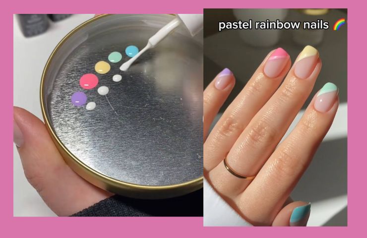 pastel raimbow nails 