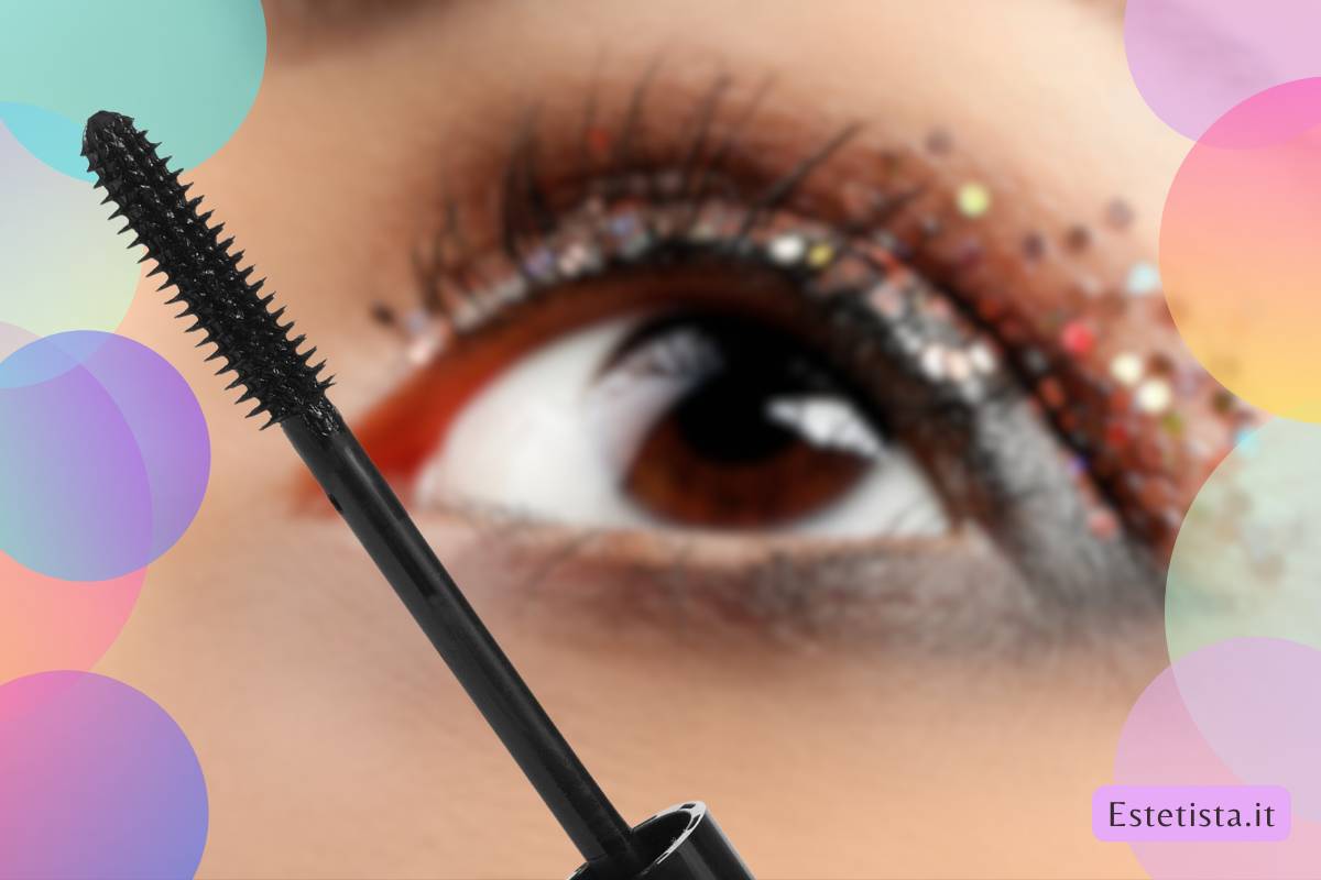 trucco per ciglia glitterate