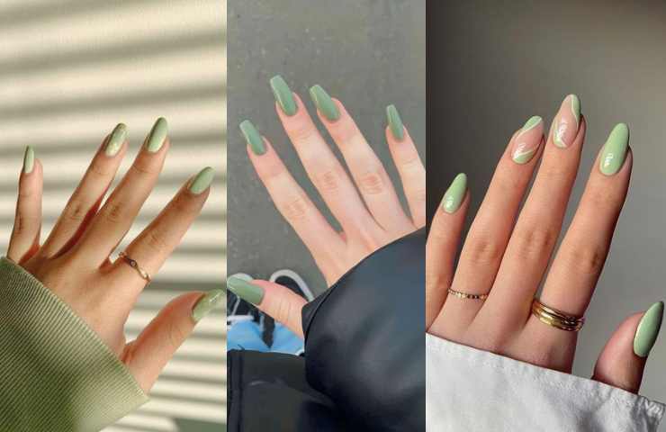 unghie verde matcha